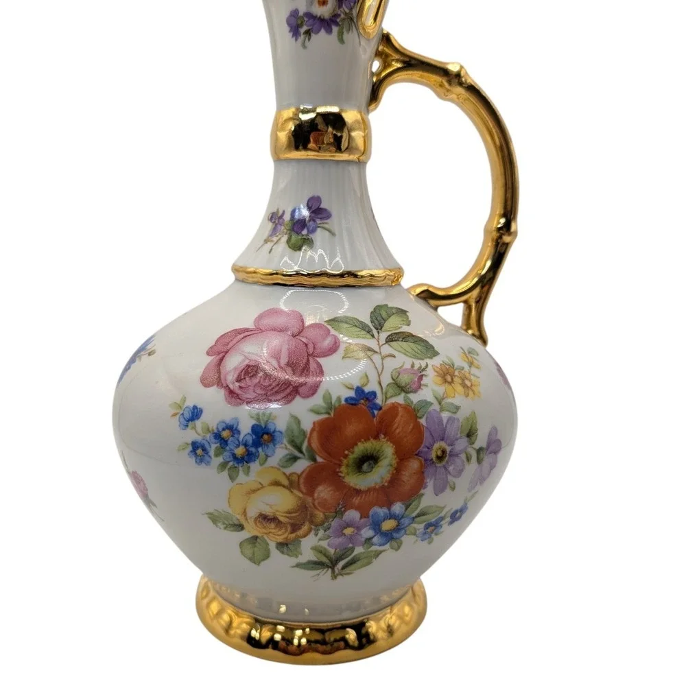 Vintage Limoges Pastaud Pircher Hand Painted Floral Pattern Heavy‎ Gold Trim